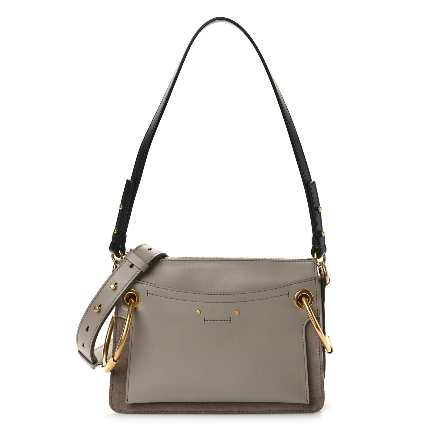 Calfskin Suede Small Roy Bag Motty Grey