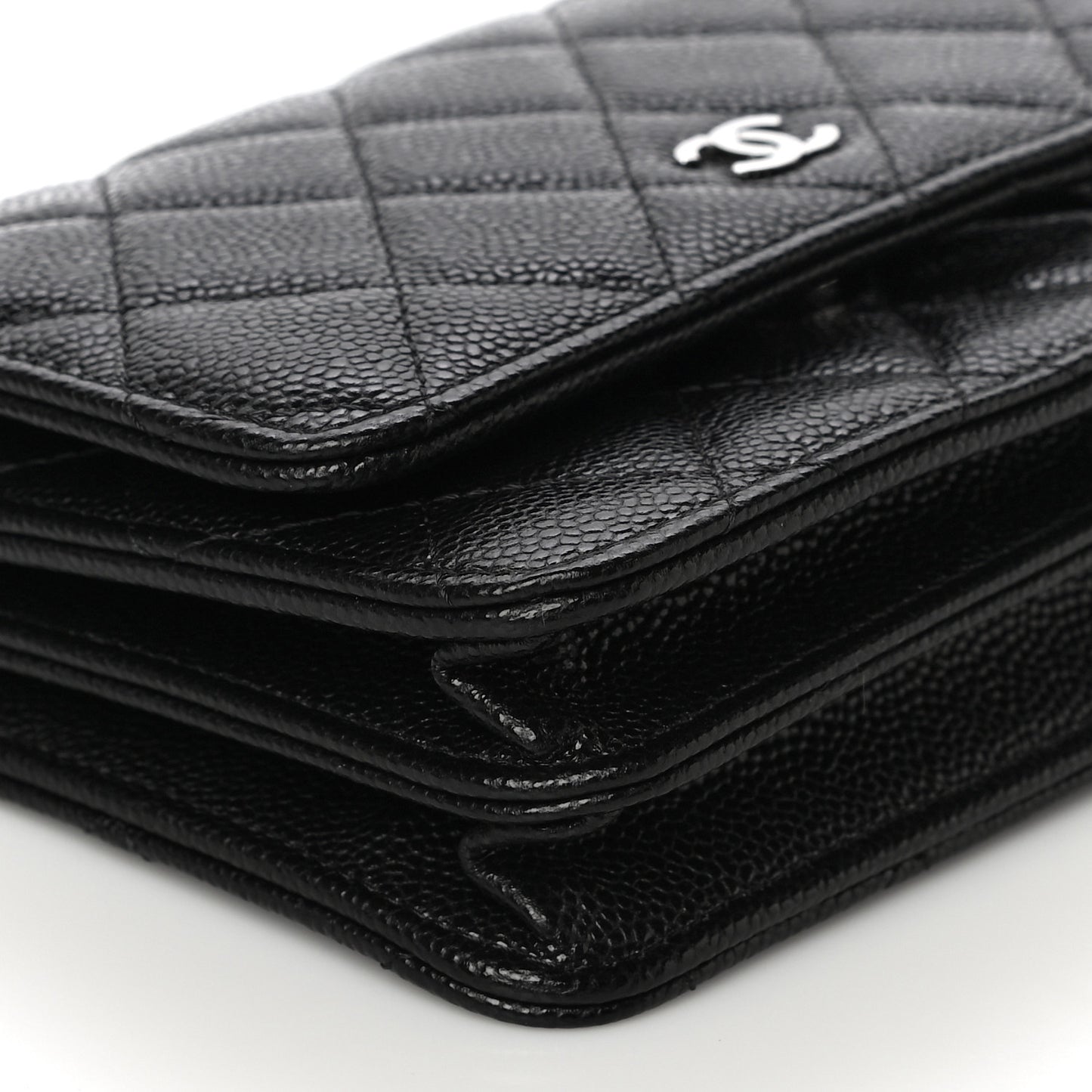Caviar Quilted Mini Wallet On Chain WOC Black