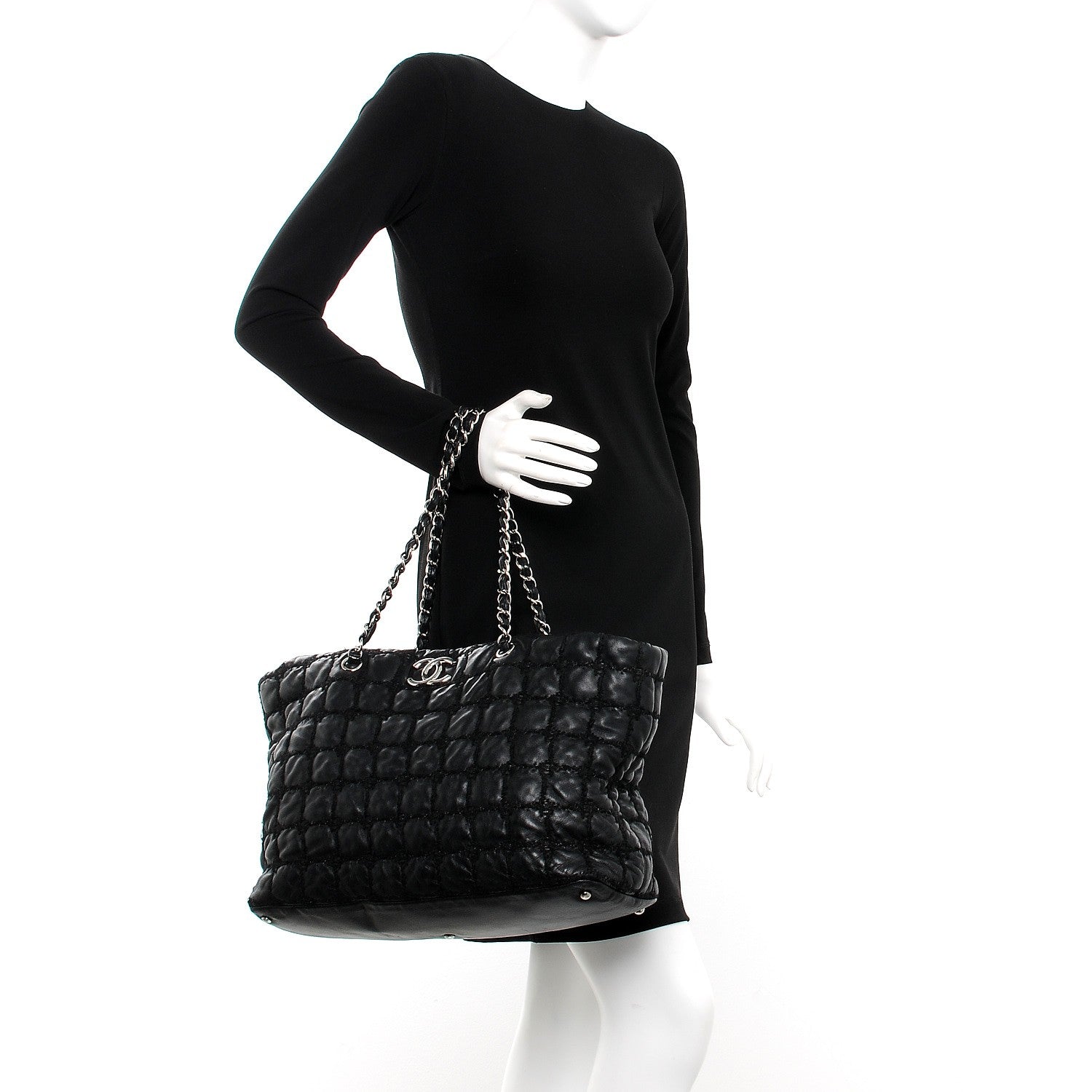Chanel Lambskin Tweed Double Stitch Tote Black 2 of 7