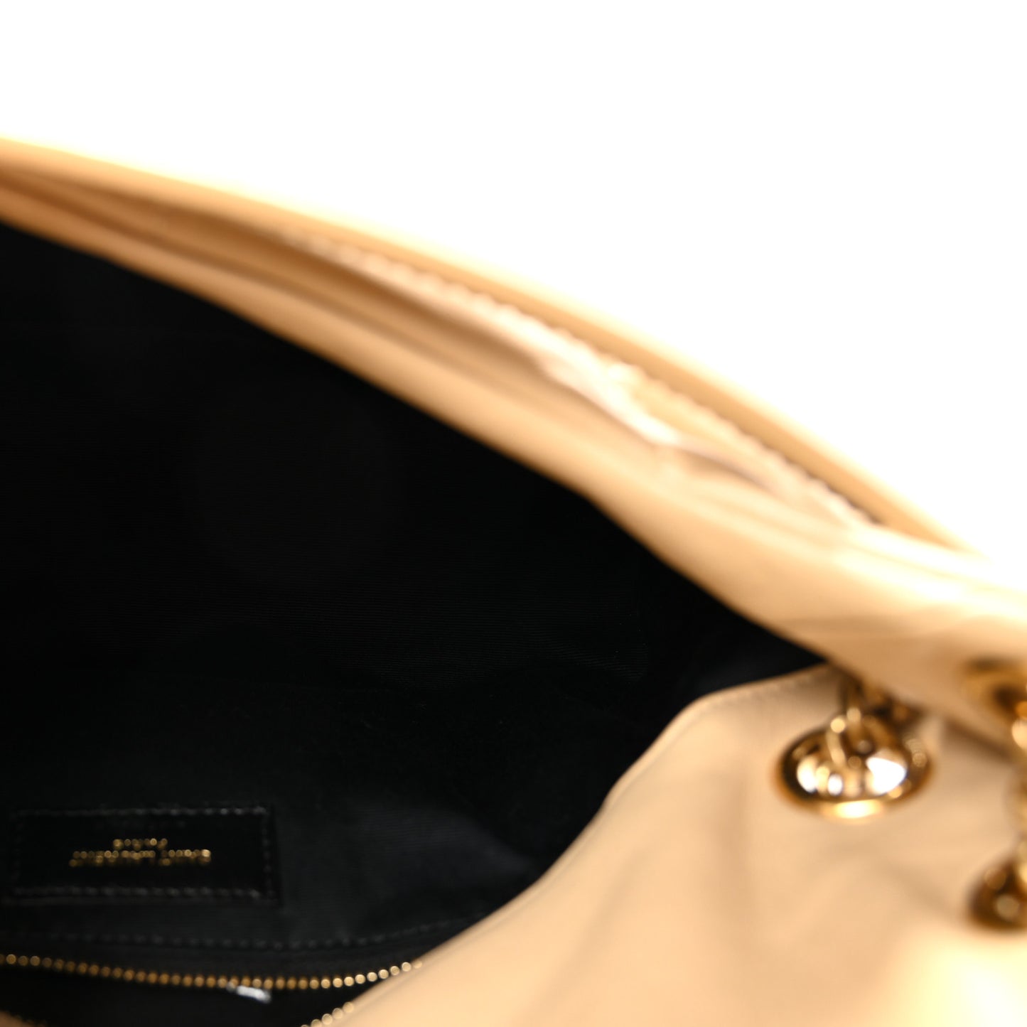 Lambskin Quilted Small Loulou Puffer Monogram Chain Satchel Avorio