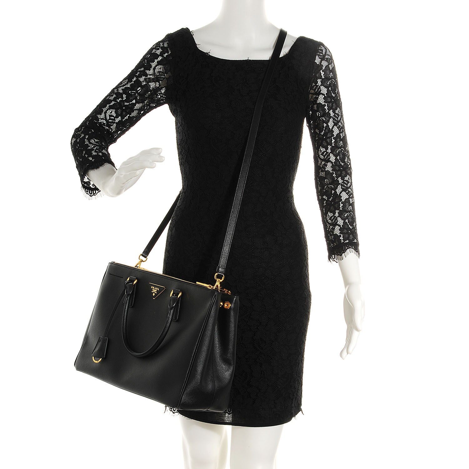 Prada Saffiano Lux Medium Double Zip Tote Nero Black 2 of 10
