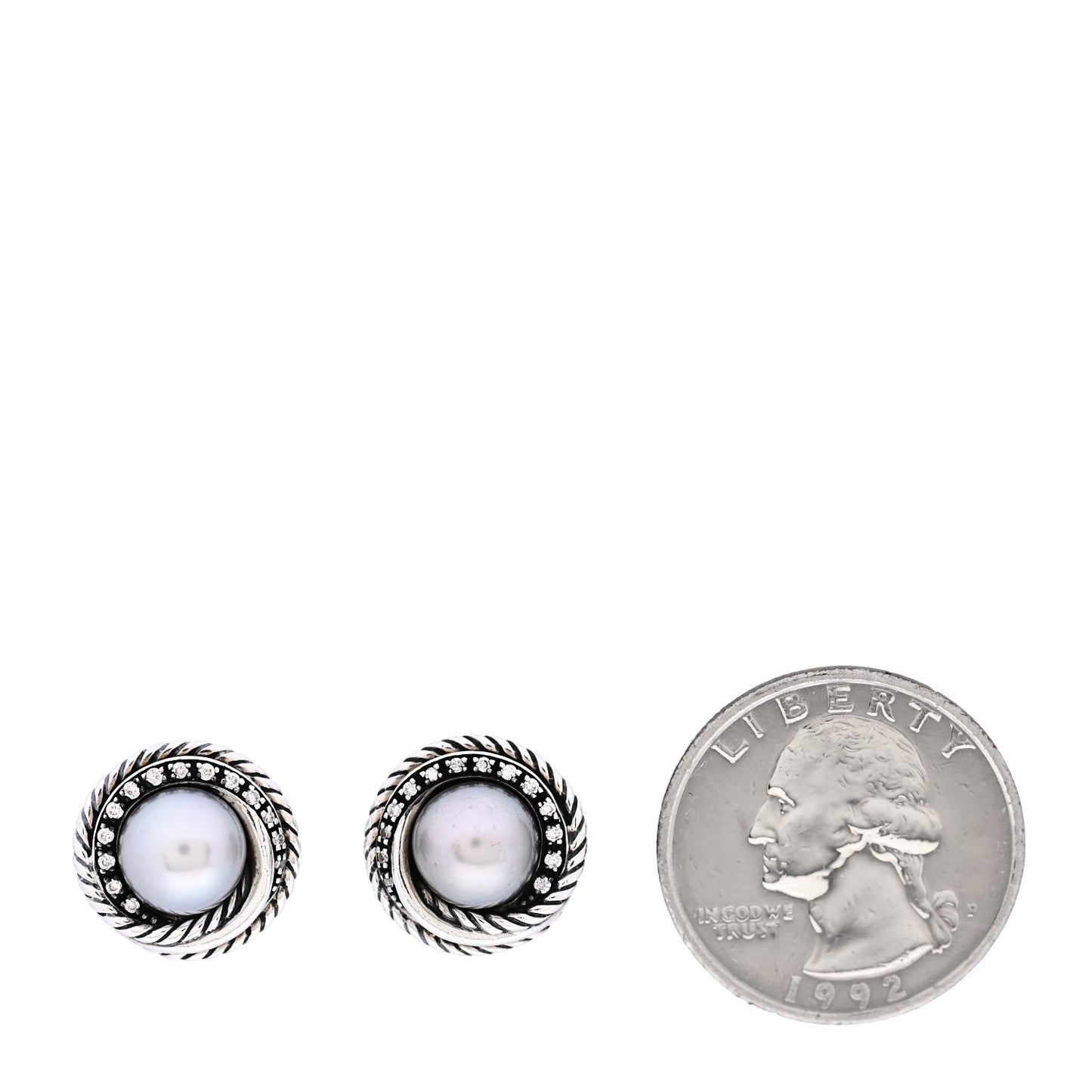 Sterling Silver Diamond Freshwater Pearl Crossover Earrings