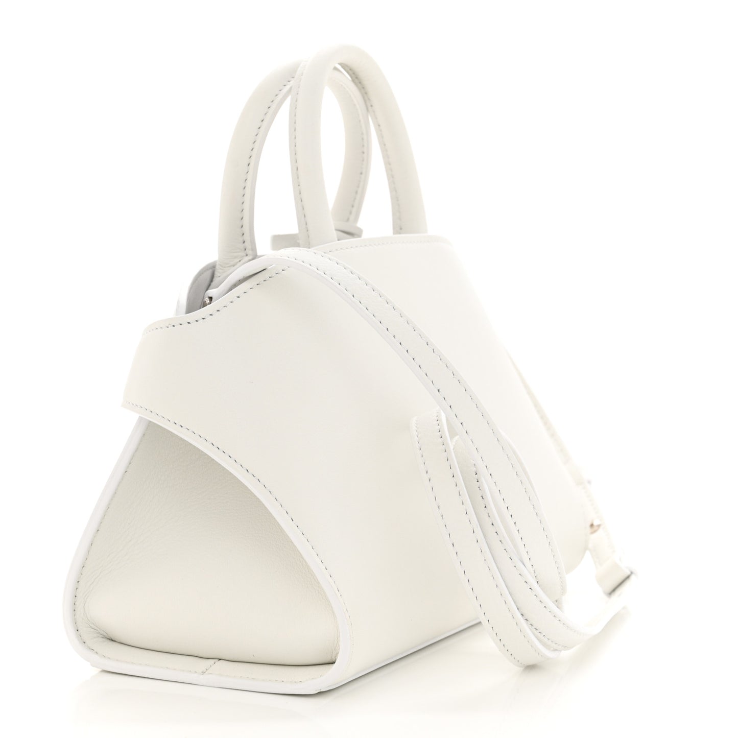 Natural Grain Calfskin Mini Hug Bag Optic White
