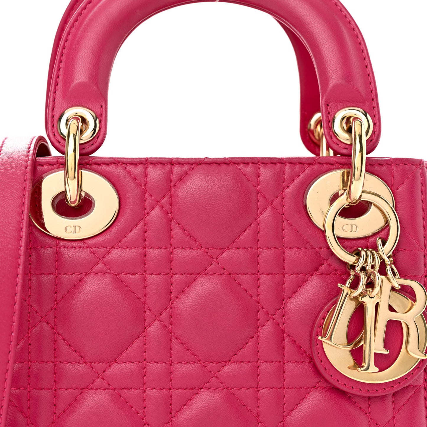 Lambskin Cannage Mini Lady Dior Fuchsia