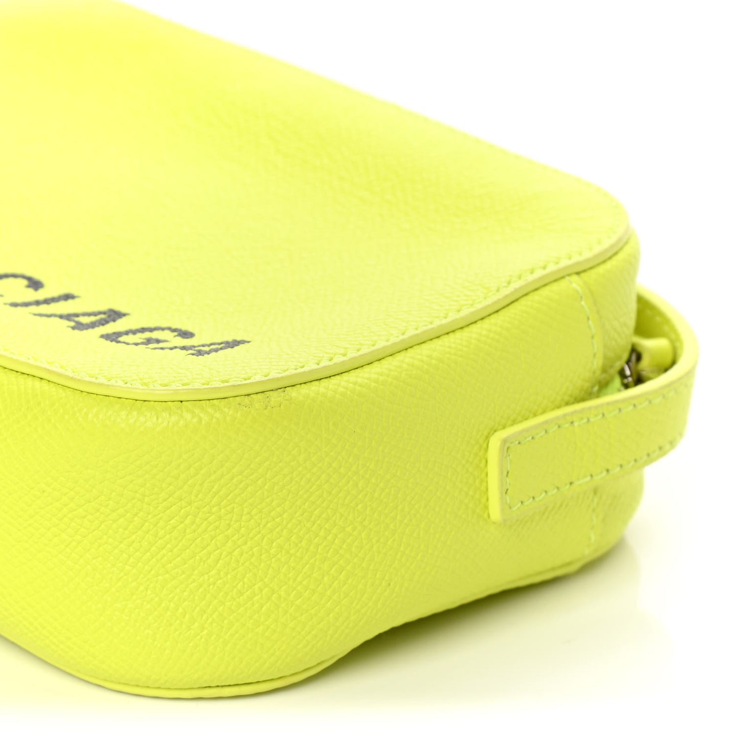 Signature Grained Calfskin Logo XS Ville Camera Bag Acid Green Black