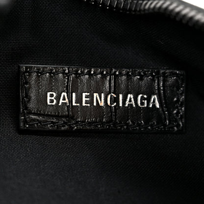 Balenciaga Extra Supple Calfskin Crocodile Embossed Monochrome Le Cagole Shoulder Bag XS Black 7 of 11