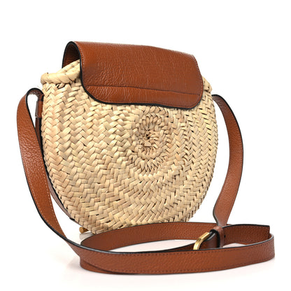 Chloe Raffia Small Grain Calfskin Small Marcie Basket Crossbody Tan 3 of 9