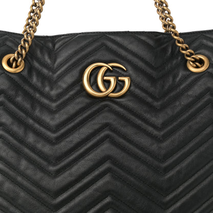 Gucci Azalea Calfskin Matelasse Large GG Marmont Slim Tote Black 8 of 12