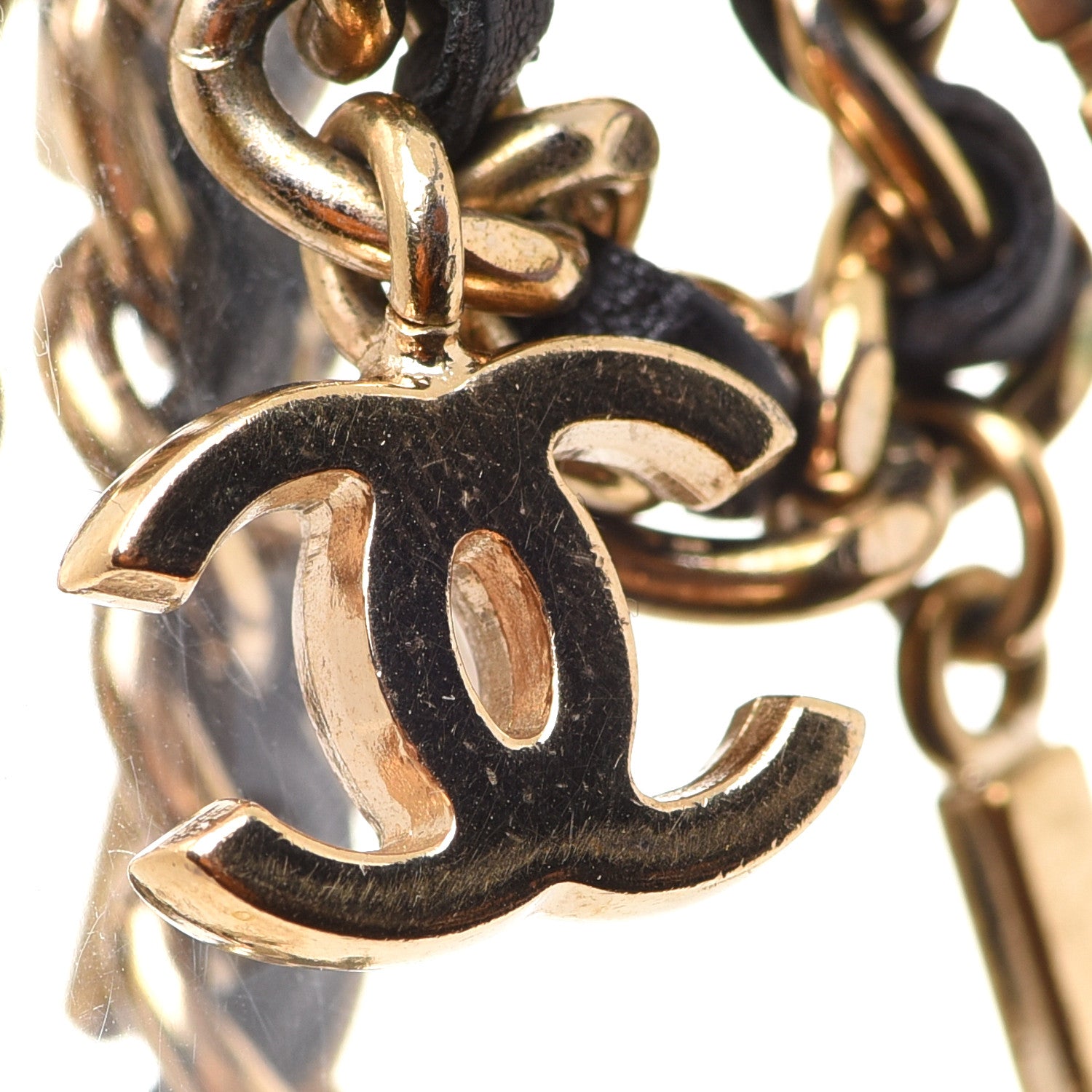 Chanel Lambskin Chain Logo Charms Bracelet Black Silver 5 of 5