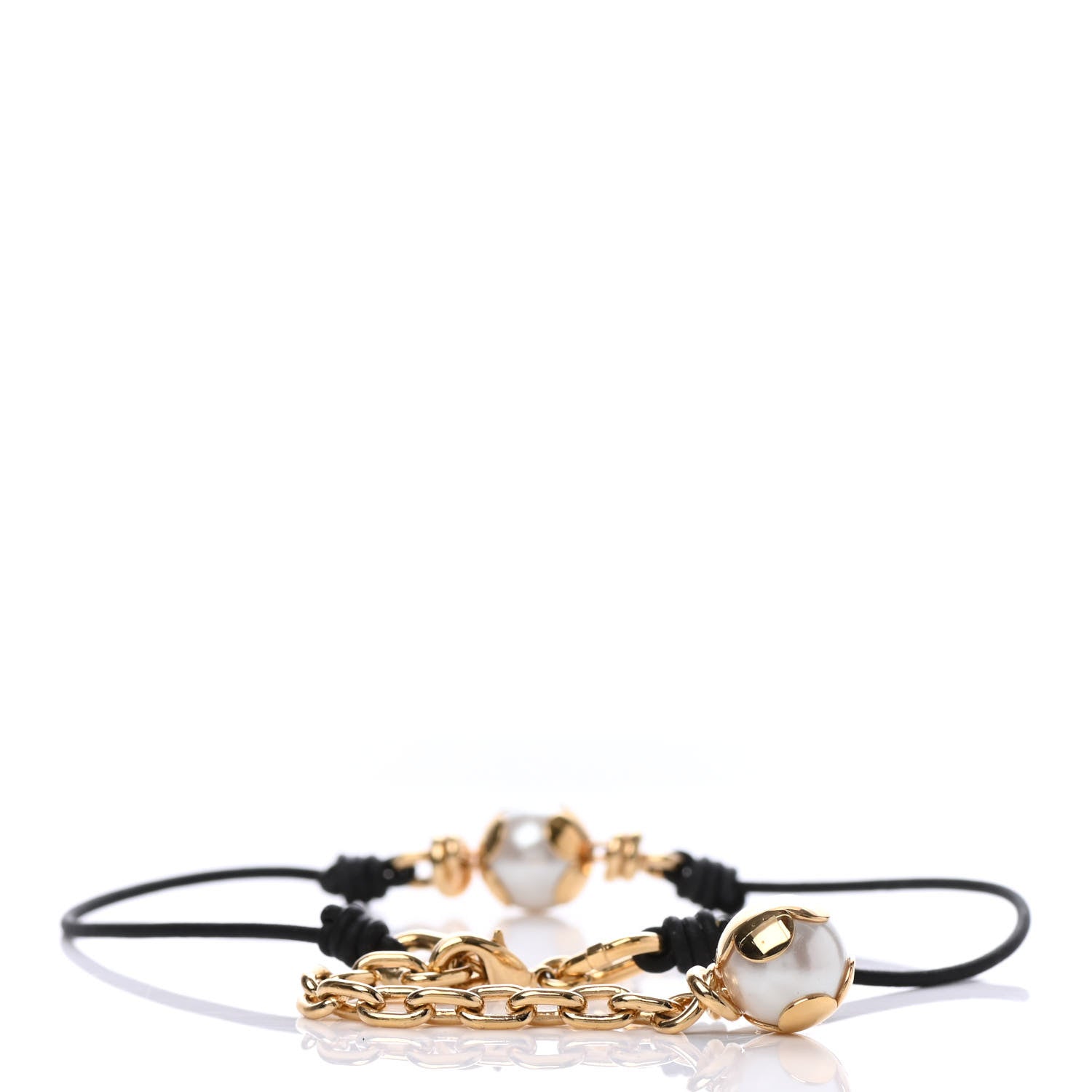 Louis Vuitton Calfskin Pearl Knotty Choker Necklace Black 2 of 3