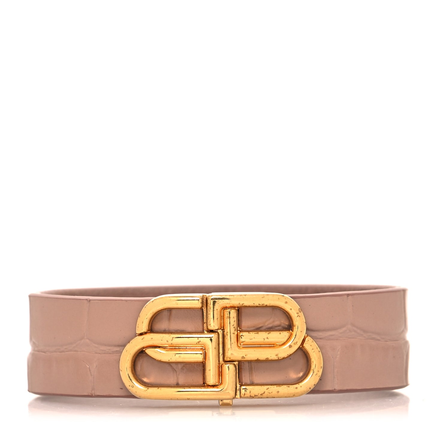 Calfskin Embossed BB Wide Bracelet Pink