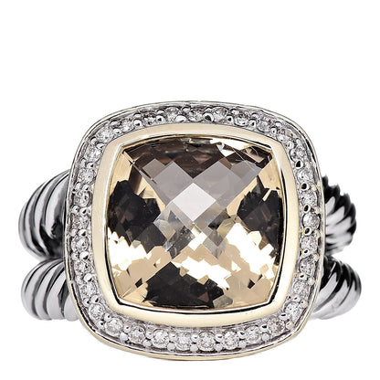 David Yurman Sterling Silver 18K Yellow Gold Diamond Lemon Quartz 11mm Albion Ring 54 7 1 of 6