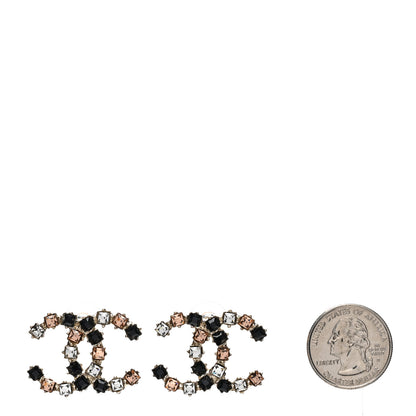Chanel Metal Baguette Crystal CC Earrings Black Orange 2 of 5