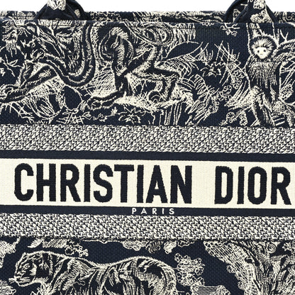 Christian Dior Canvas Embroidered Medium Toile De Jouy Reverse Book Tote Blue 7 of 9