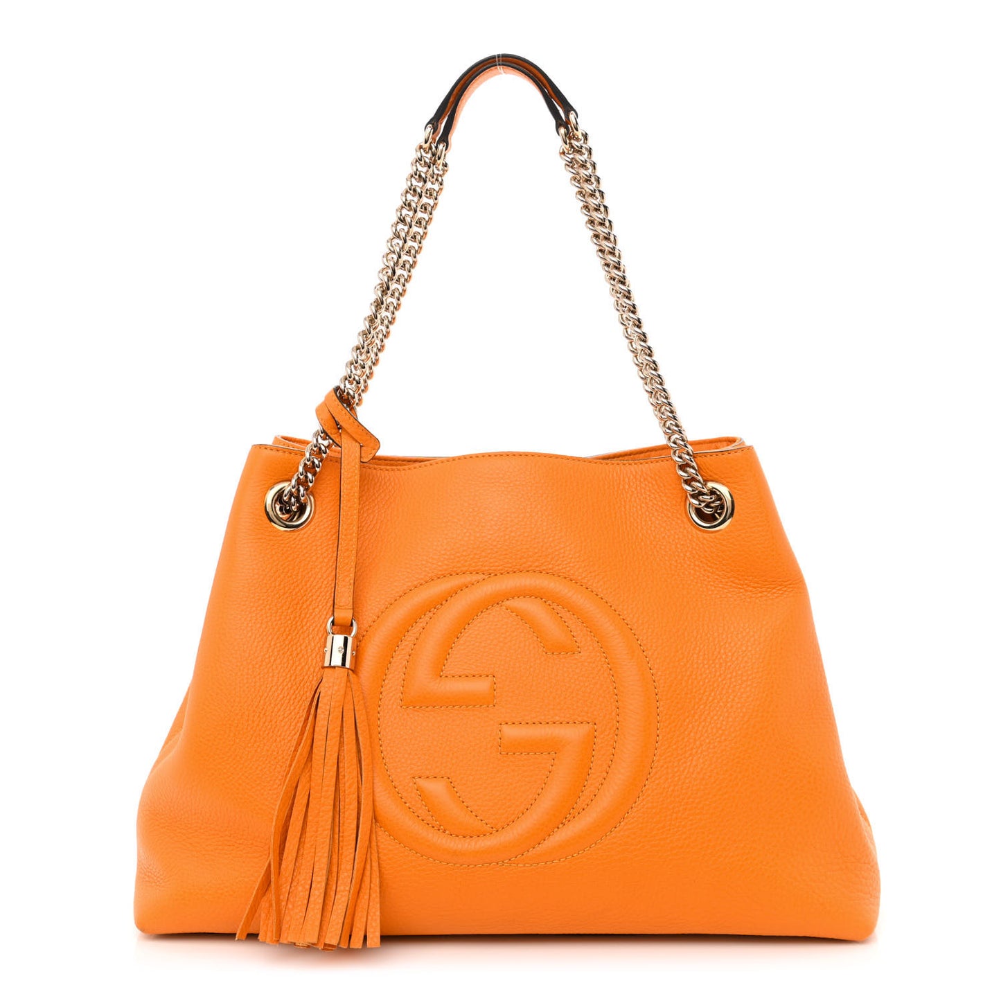 Pebbled Calfskin Medium Soho Chain Shoulder Bag Curcuma