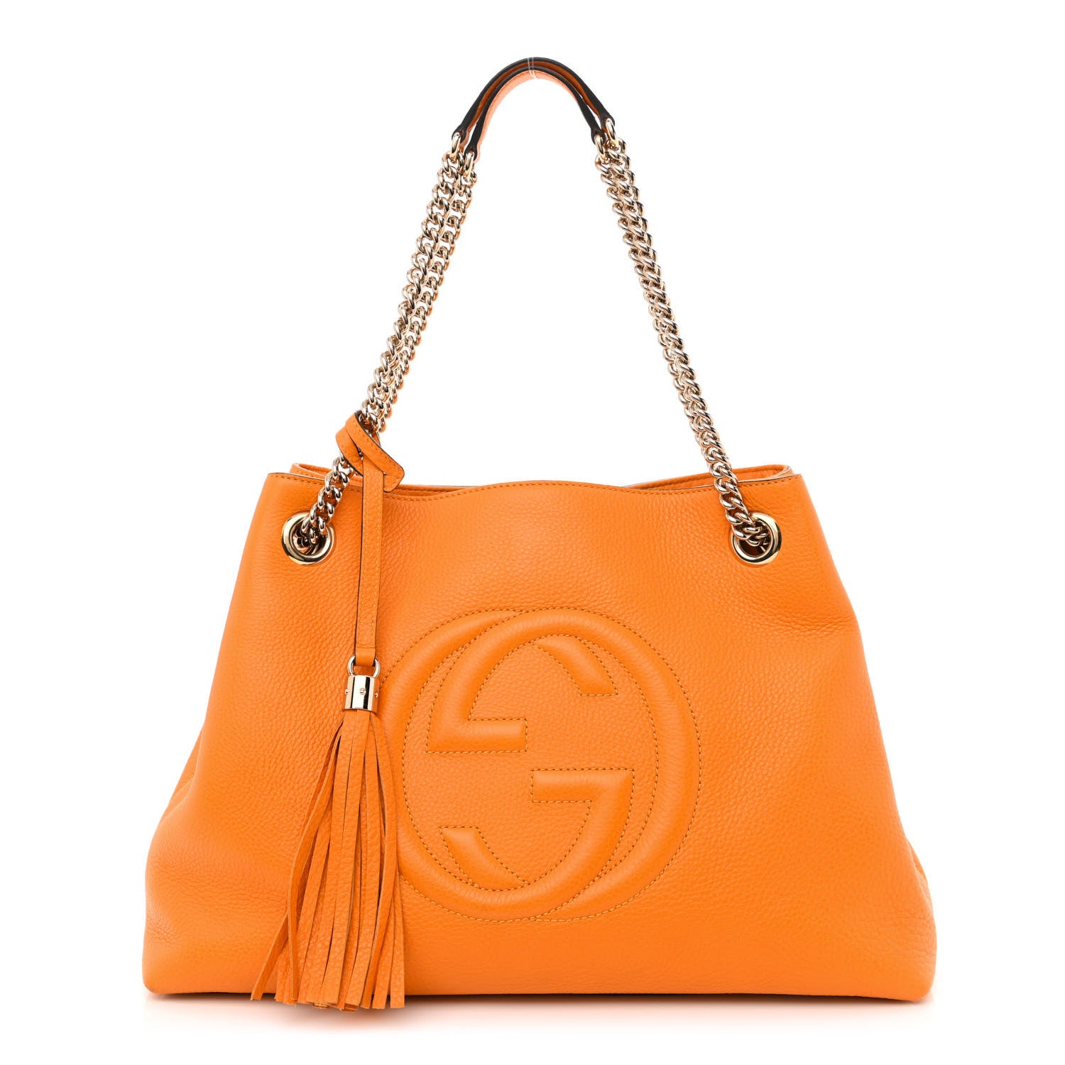 Gucci Pebbled Calfskin Medium Soho Chain Shoulder Bag Curcuma 1 of 10