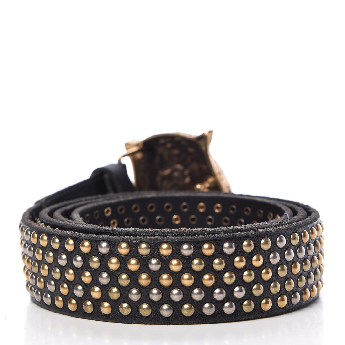 Calfskin Studded Feline Belt 105 42 Black