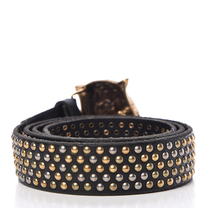 Gucci Calfskin Studded Feline Belt 105 42 Black 2 of 7
