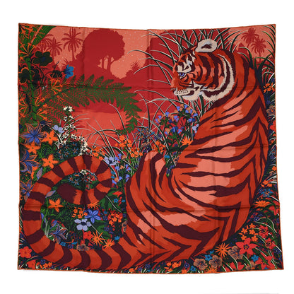 Hermes Silk Tyger Tyger Scarf 90 Saumon Corail Vert 1 of 5