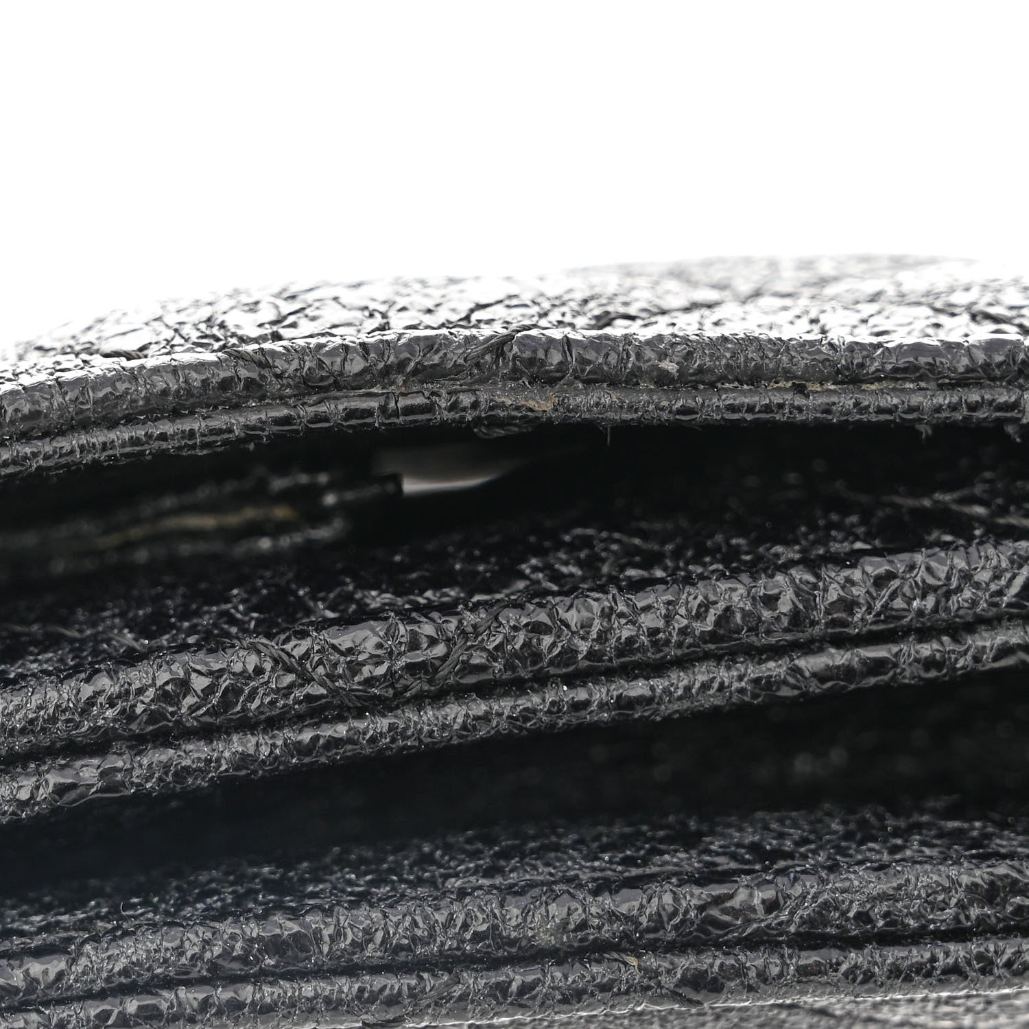 Chanel Crackled Calfskin Wallet On Chain WOC Black 11 of 12