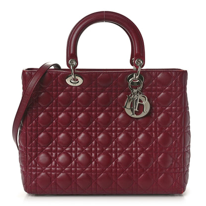 Christian Dior Lambskin Cannage Large Lady Dior Burgundy 1 of 14