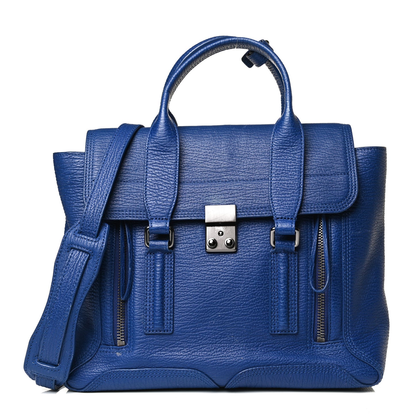 Textured Calfskin Medium Pashli Satchel Cobalt