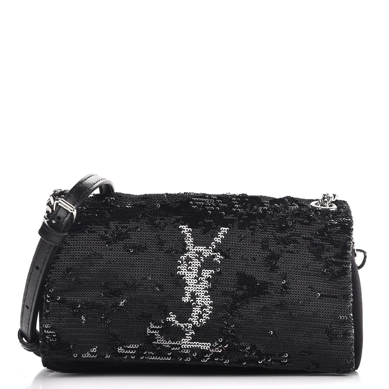Saint Laurent Sequins Toy West Hollywood Shoulder Bag Nero Argento 1 of 7