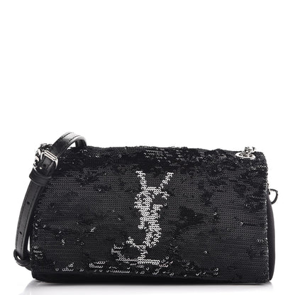 Saint Laurent Sequins Toy West Hollywood Shoulder Bag Nero Argento 1 of 7