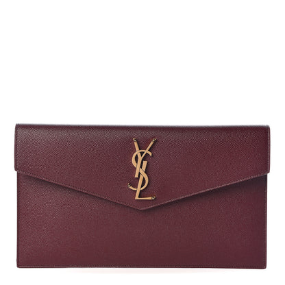 Saint Laurent Grain De Poudre Uptown Pouch Burgundy 1 of 7