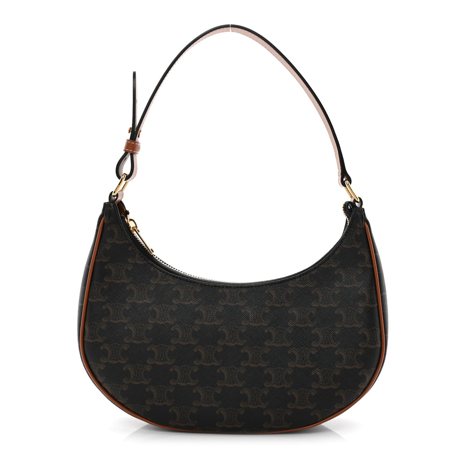 Celine Triomphe Canvas Calfskin Ava Shoulder Bag Tan 1 of 10
