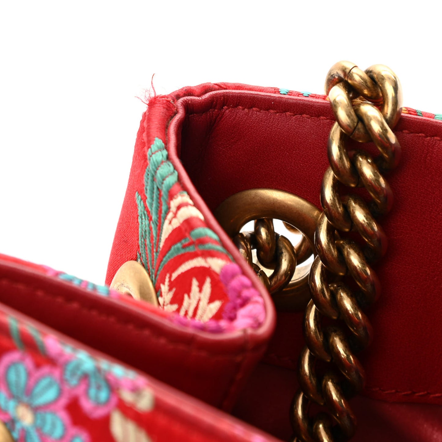 Jacquard Matelasse Floral Medium GG Marmont Tote Bag Red