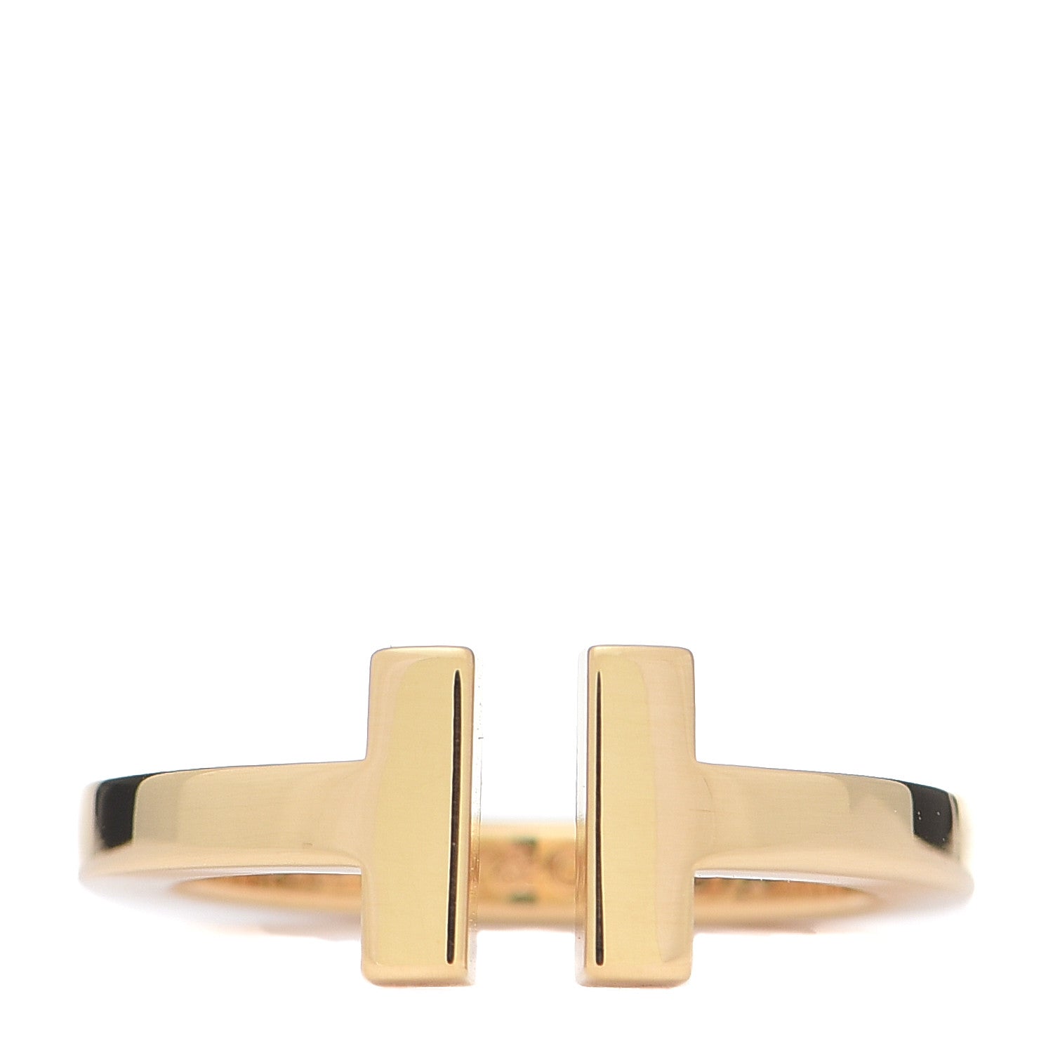 Tiffany 18K Yellow Gold T Square Ring 50 5.5 1 of 5
