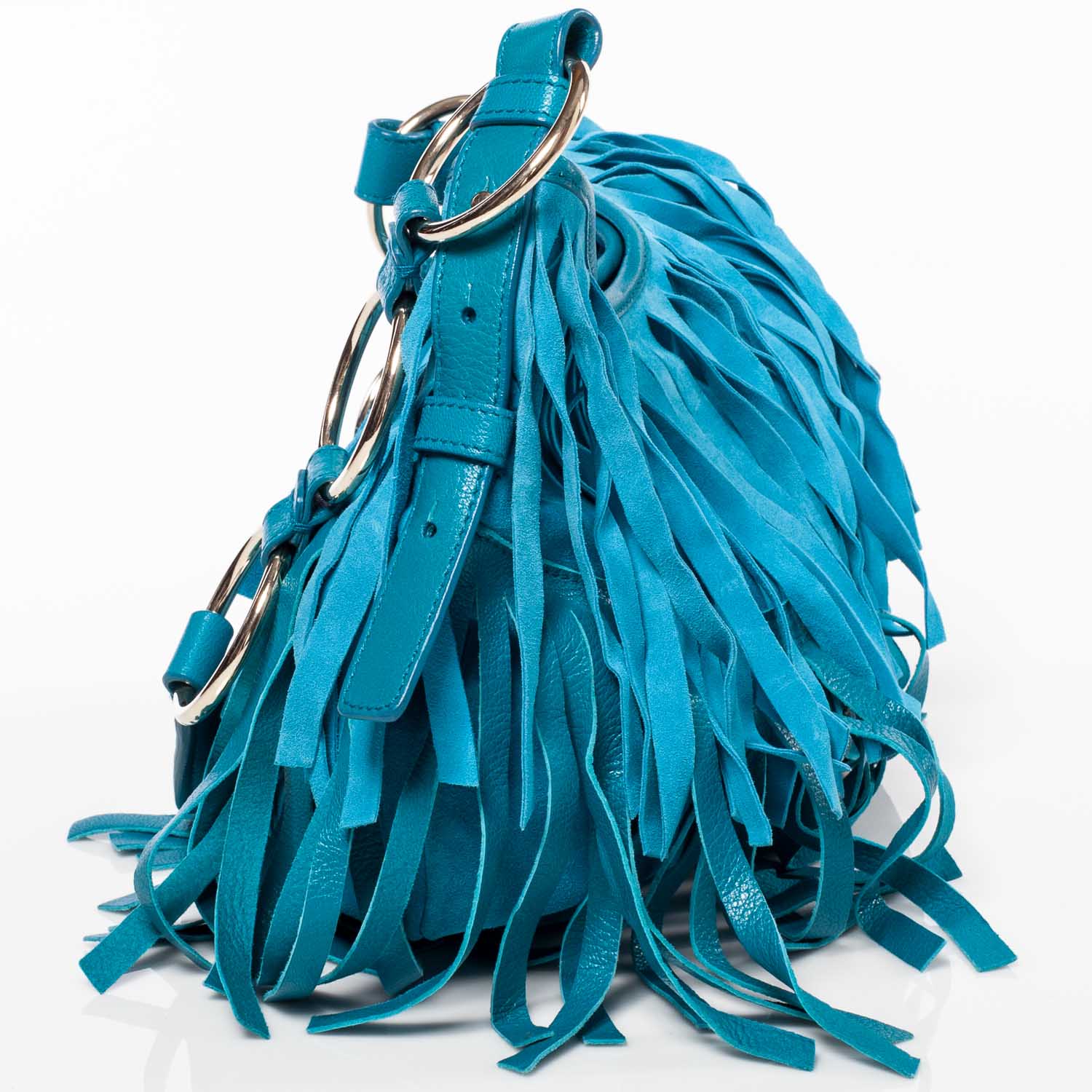 Saint Laurent Suede Boheme Fringe Hobo 5 of 8