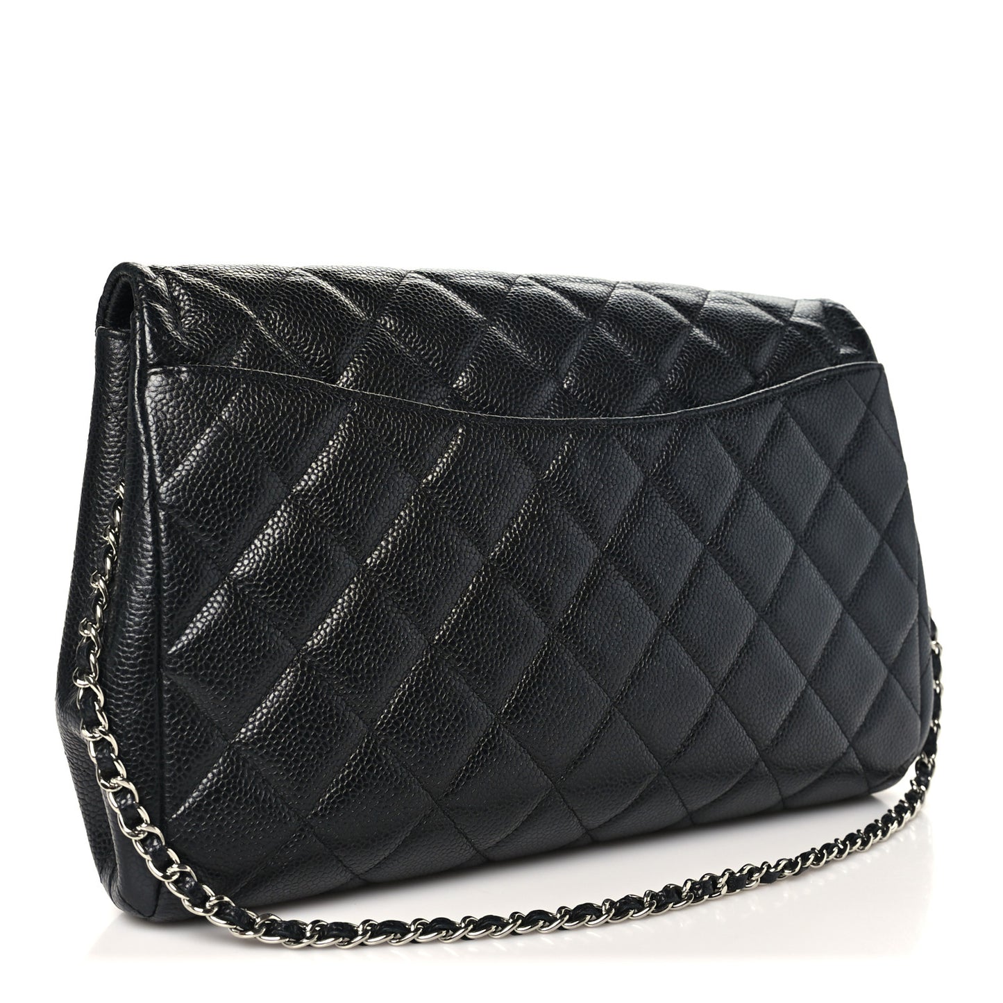 Caviar Quilted Clutch With Chain Flap Black
