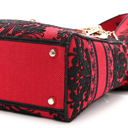 Christian Dior Canvas Embroidered Ornamental Cornely Medium Lady D-Lite Red Black 9 of 9