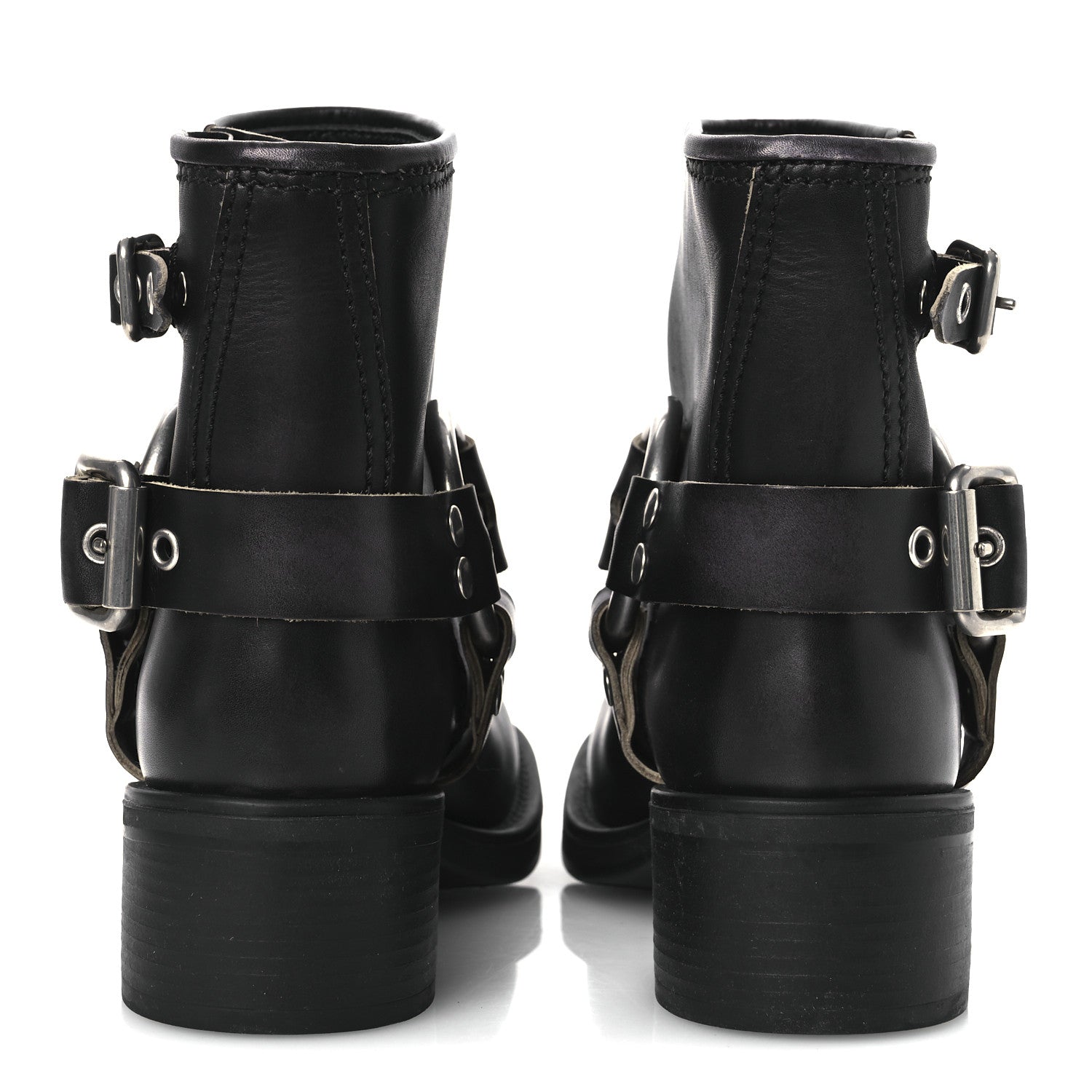 Miu Miu Calfskin Harness Engineer Boots 35 Black 1724874