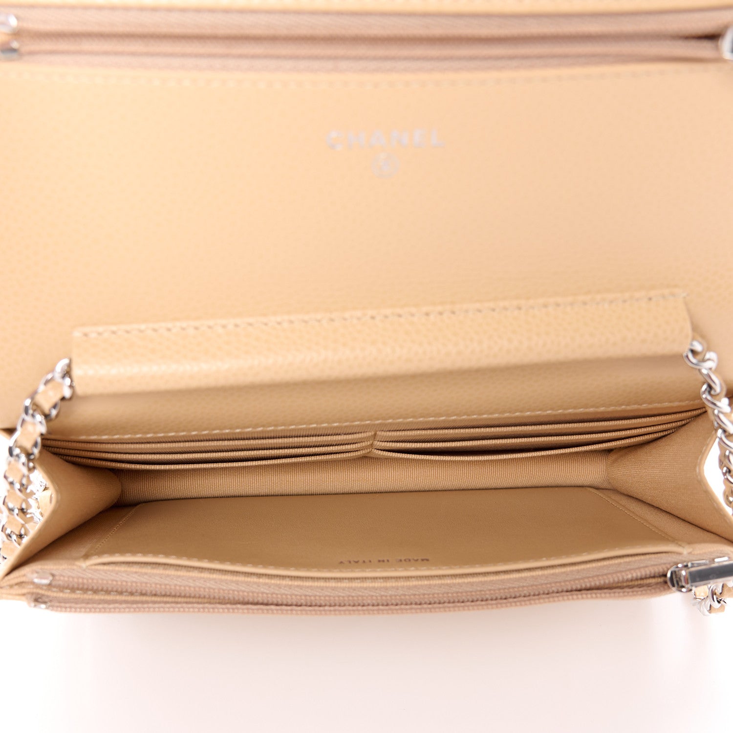 Chanel Caviar Quilted Wallet on Chain WOC Beige 5 of 14