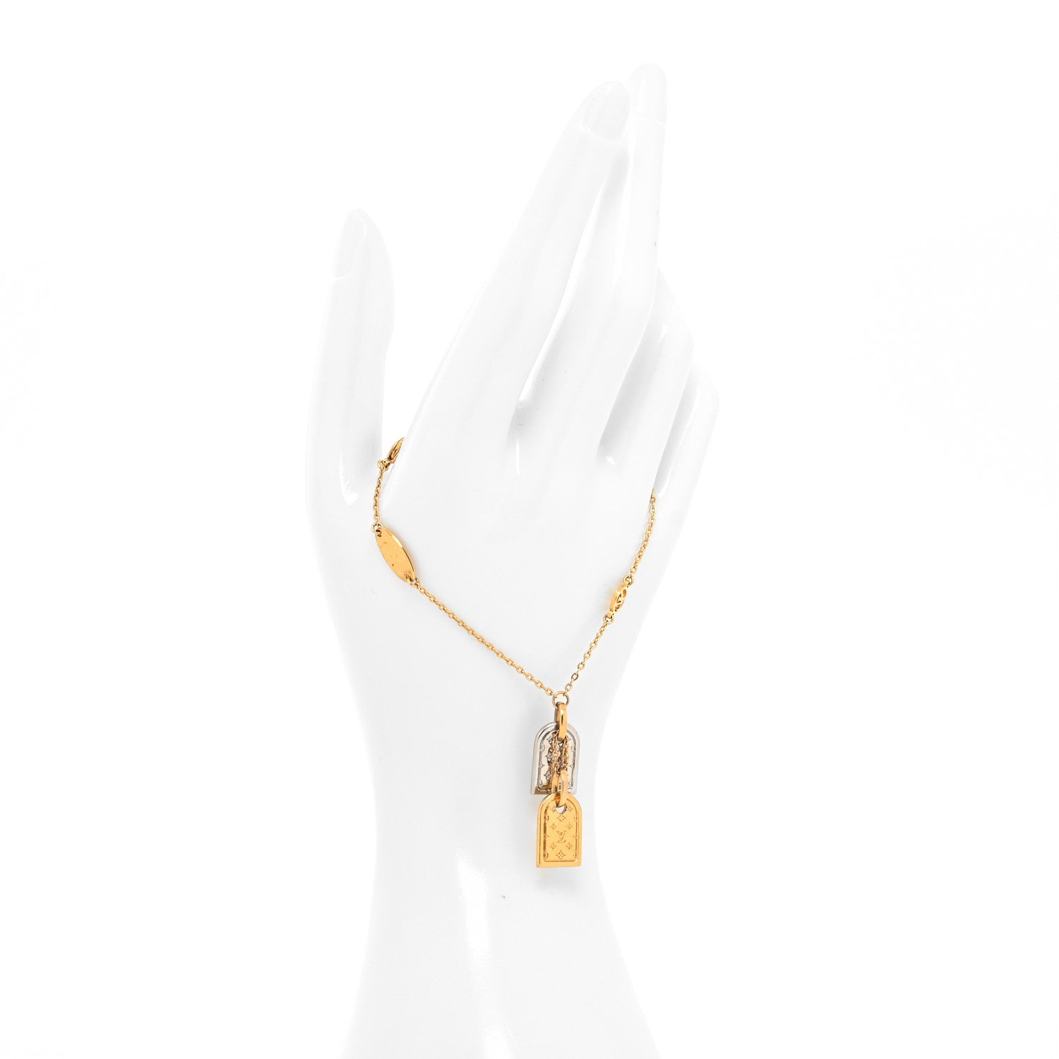 Louis Vuitton Brass Nanogram Bracelet Silver Gold 2 of 5