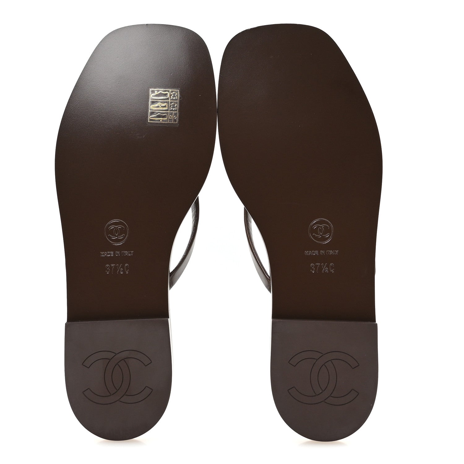 Chanel Goatskin CC Times Square Thong Sandals 37.5 Brown 6 of 8