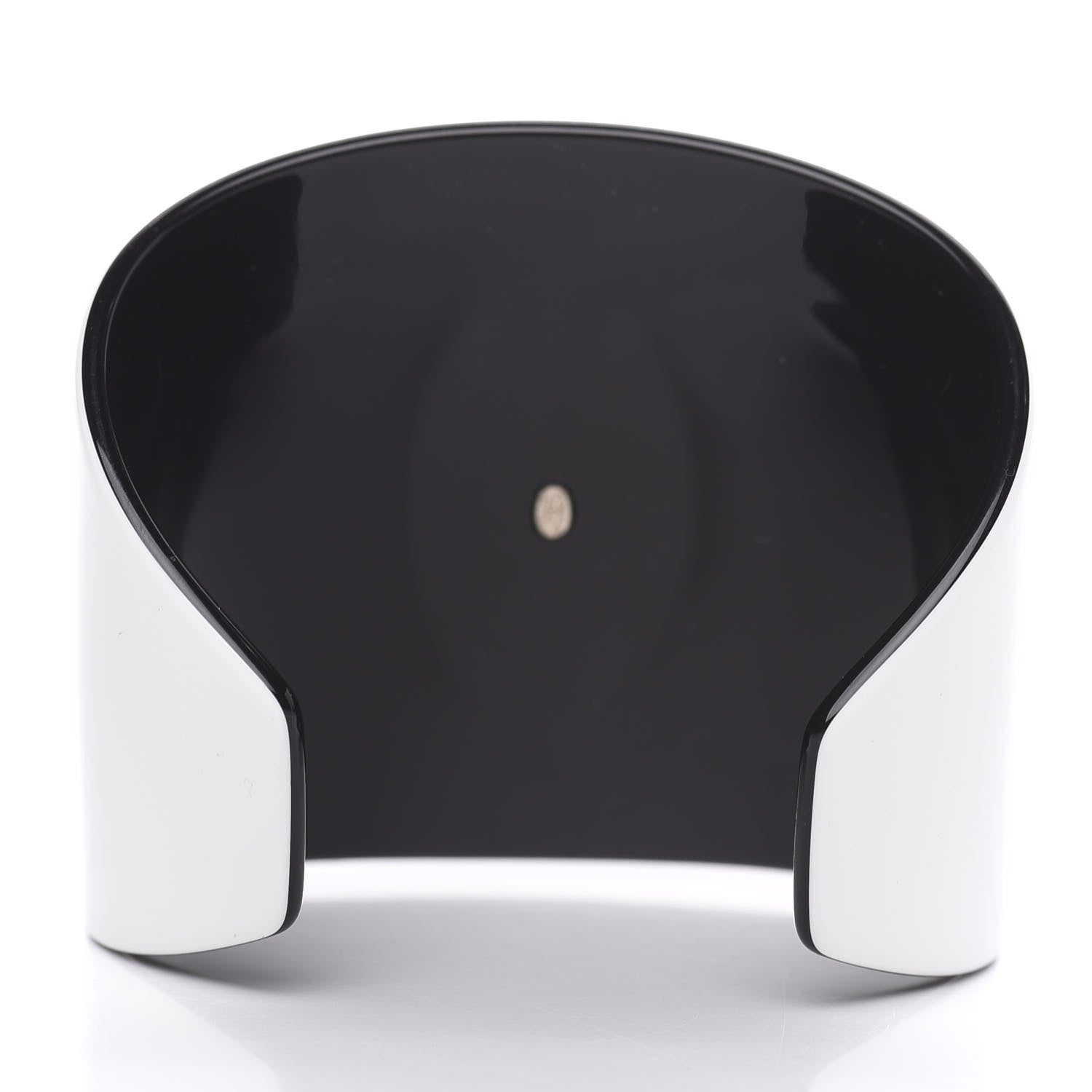 Chanel Resin CC Wide Cuff White Black 4 of 5