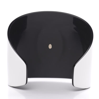 Chanel Resin CC Wide Cuff White Black 4 of 5