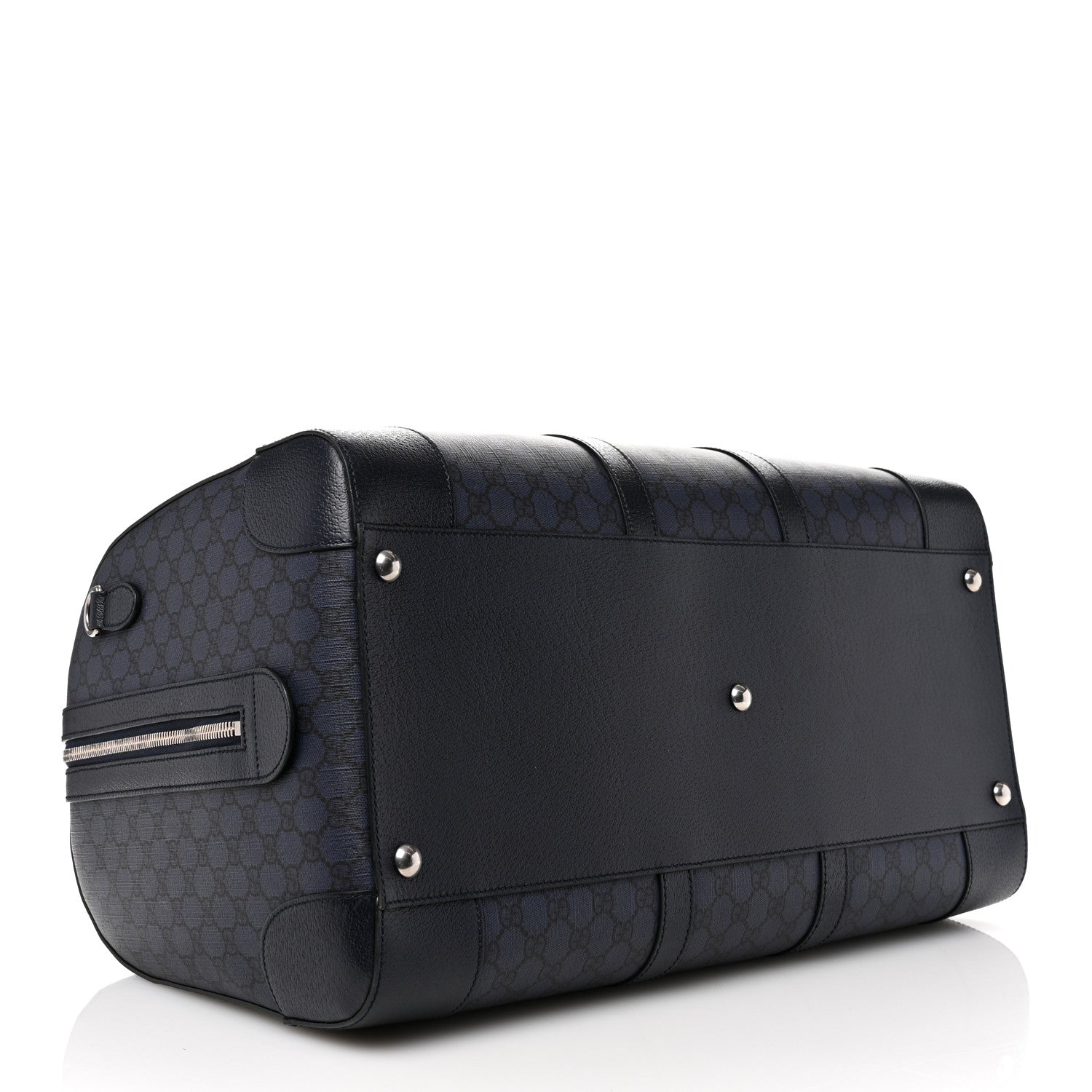 Gucci GG Supreme Monogram Textured Dollar Calfskin Large Savoy Duffle Bag Grey Black Blue 3 of 8