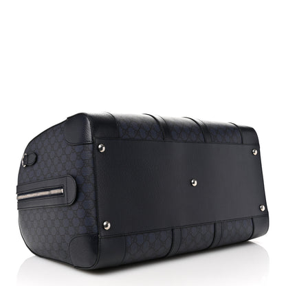 Gucci GG Supreme Monogram Textured Dollar Calfskin Large Savoy Duffle Bag Grey Black Blue 3 of 8