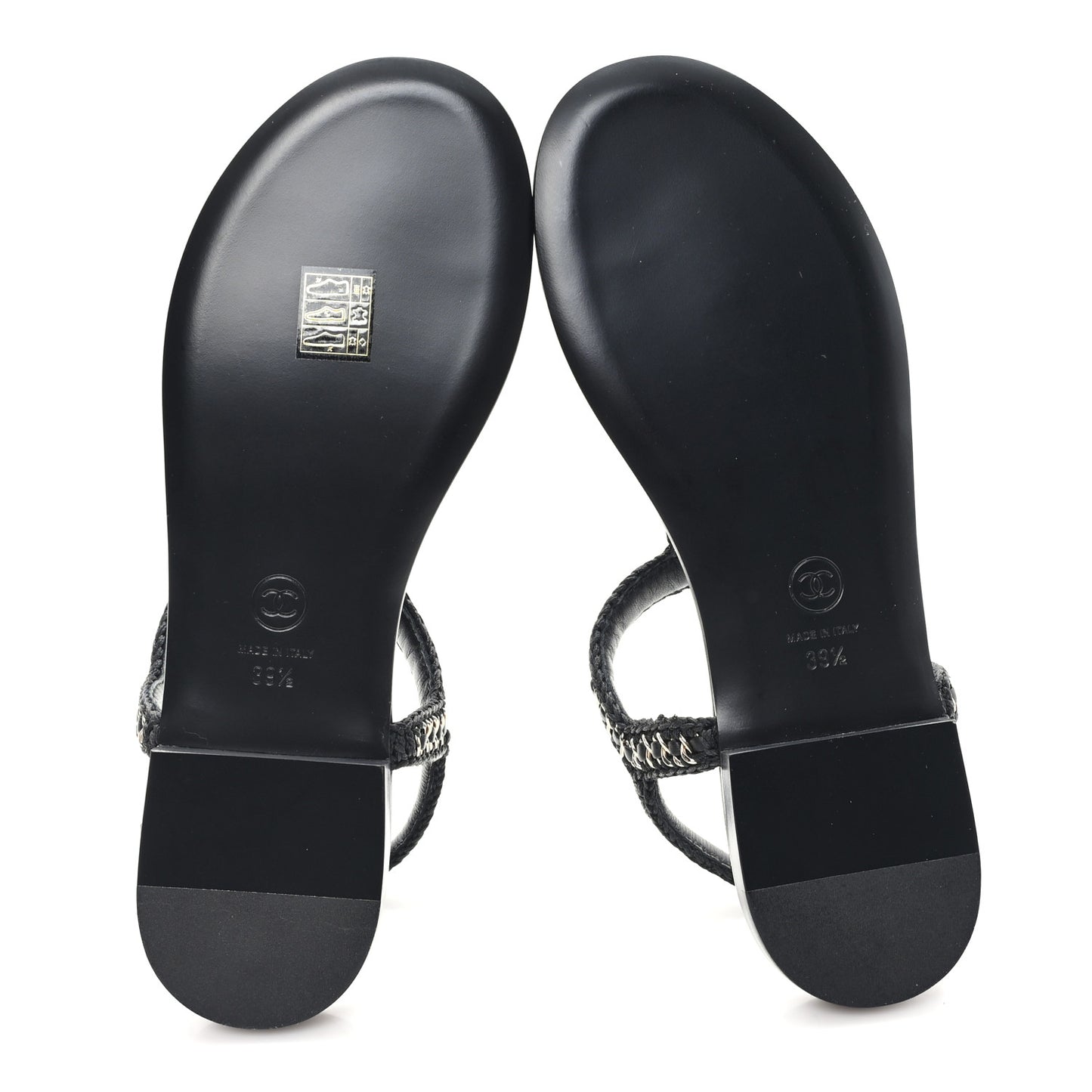 Lambskin Embroidered CC Thong Sandals 39.5 Black