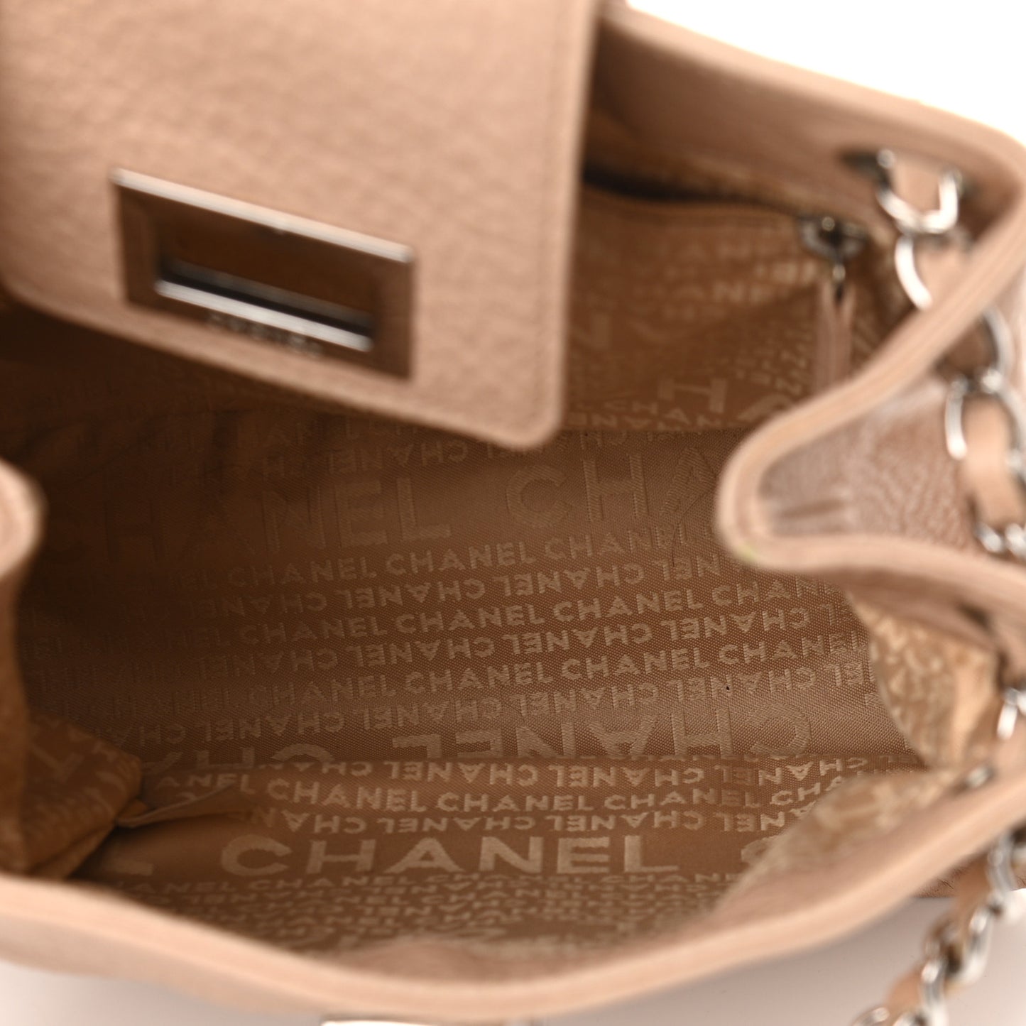 Calfskin Mademoiselle Shoulder Bag Beige