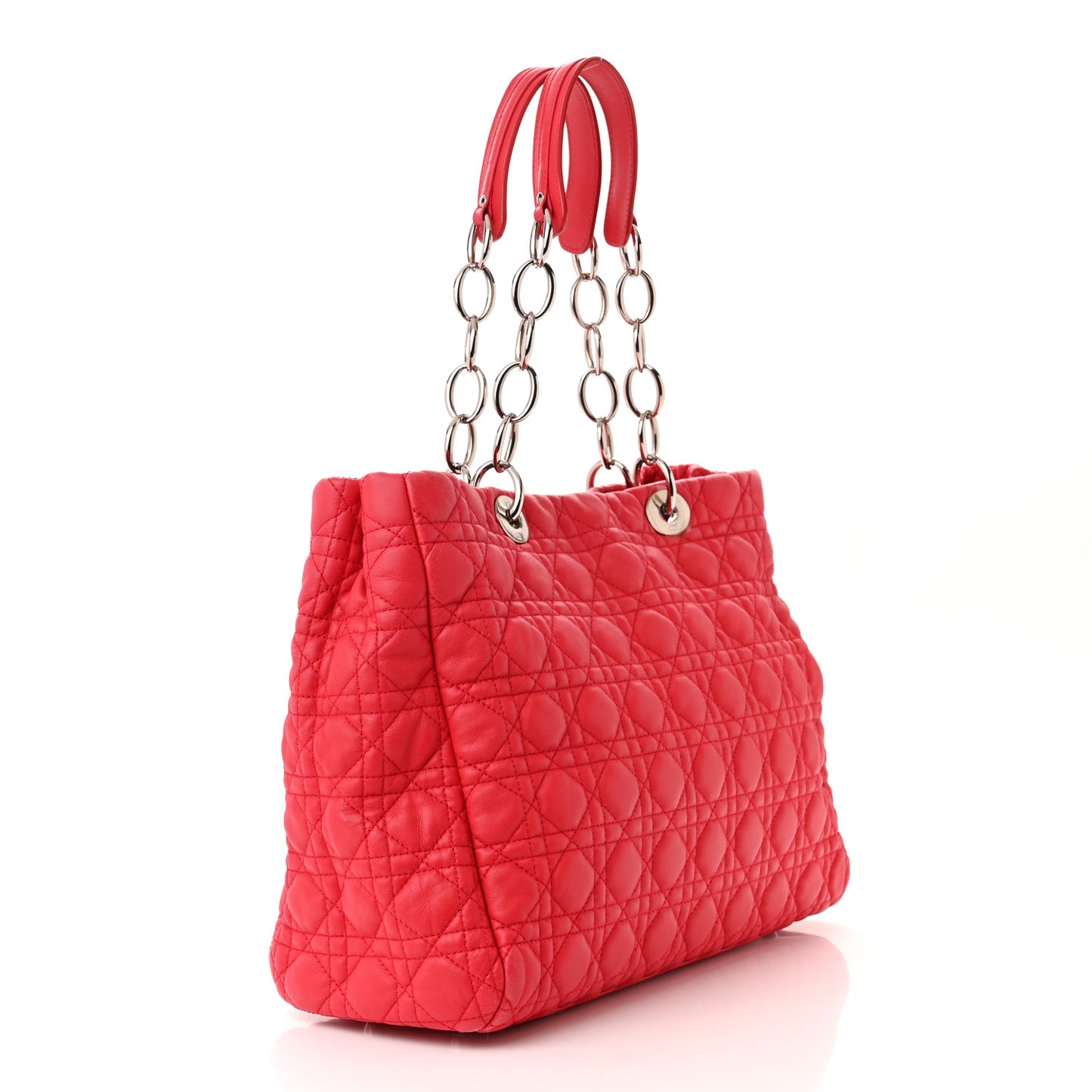 Lambskin Cannage Large Dior Soft Shopping Tote Red
