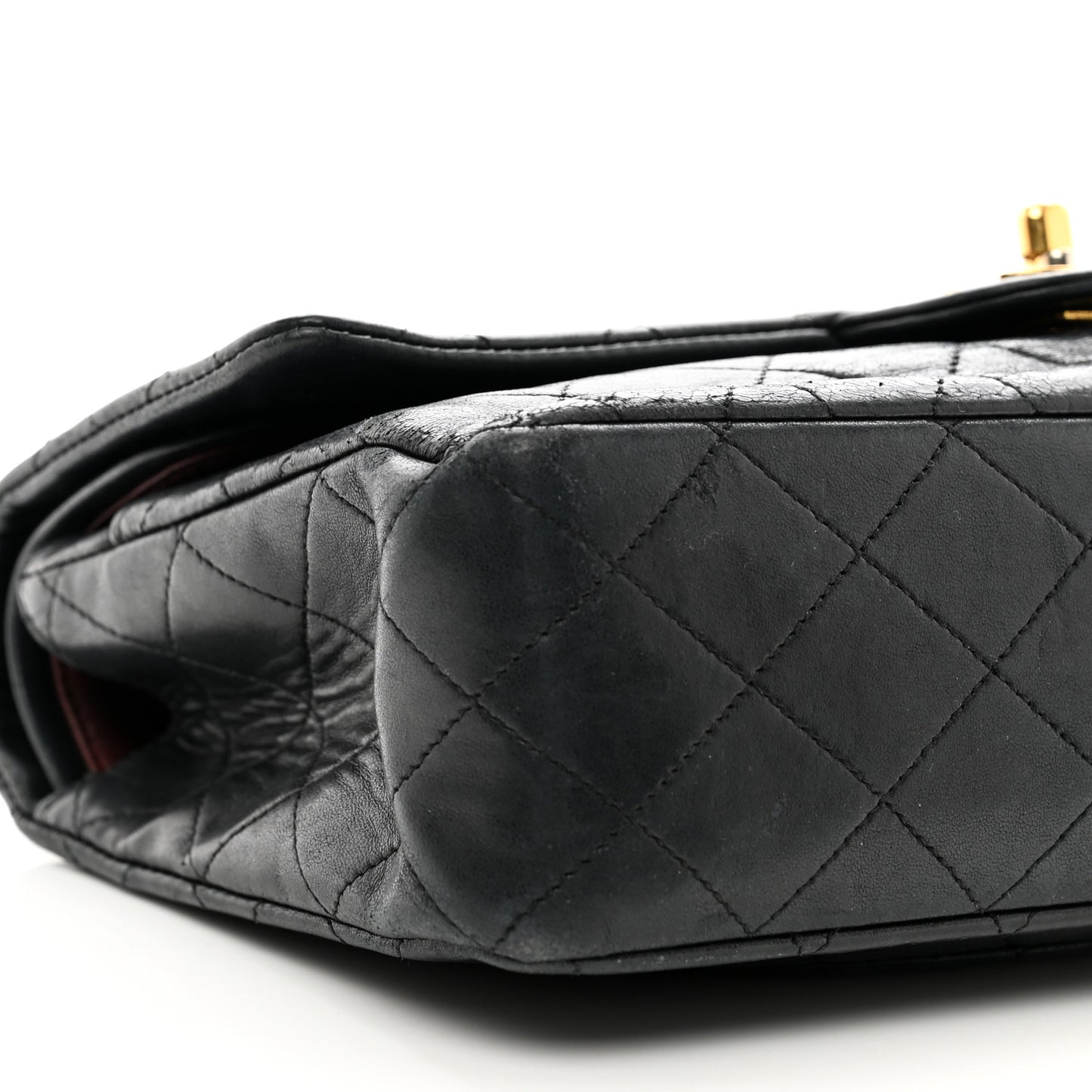 Lambskin Quilted Medium Double Flap Black