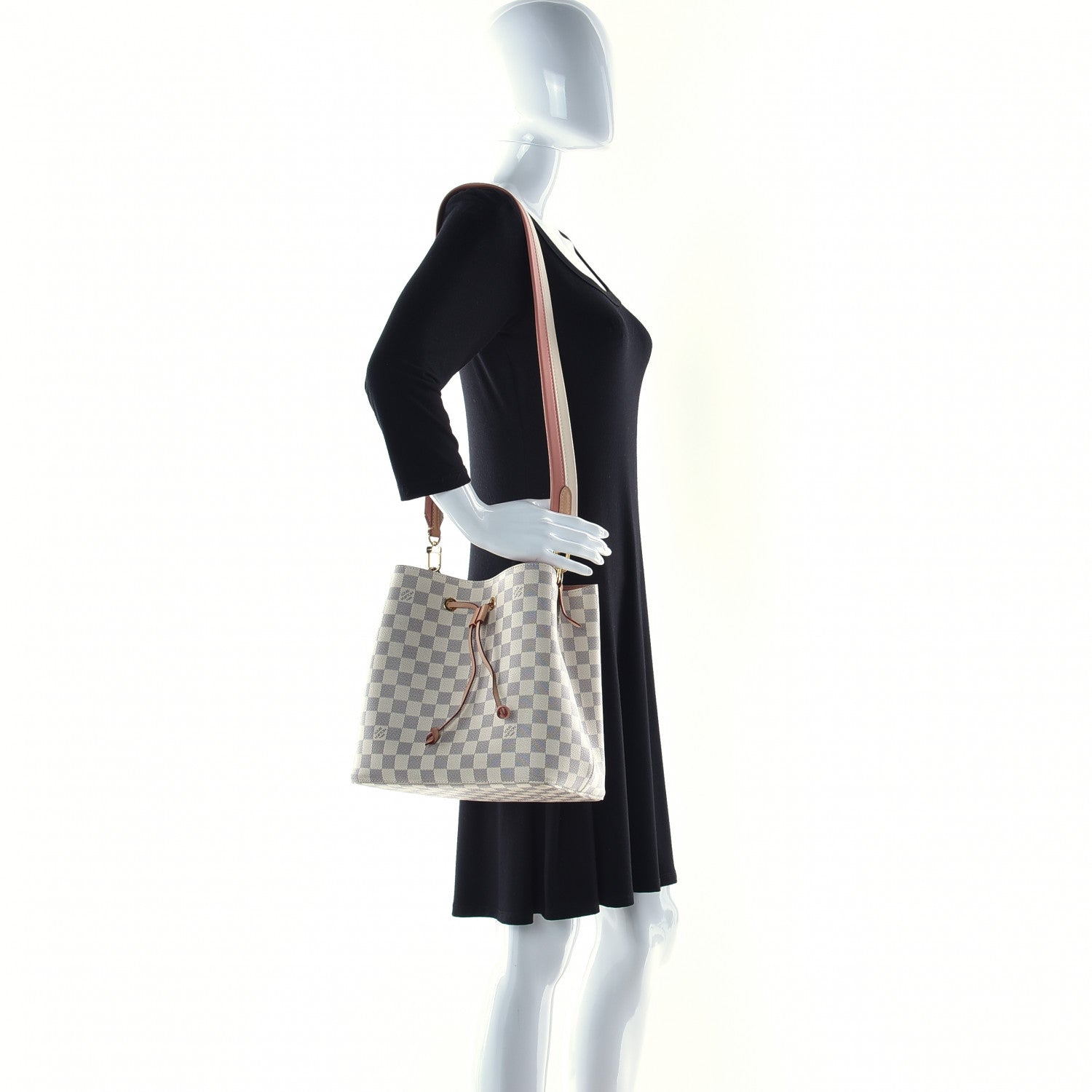 Louis Vuitton Damier Azur Braided Neonoe MM Peach Cream 4 of 19