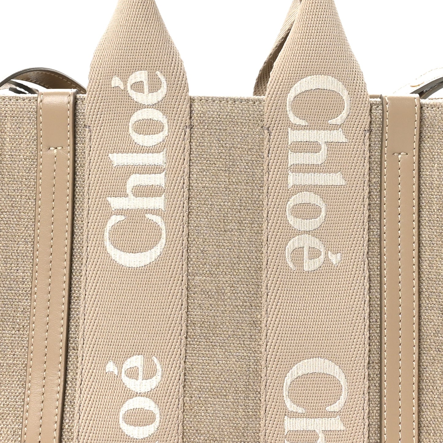Linen Calfskin Small Woody Ribbon Tote With Strap Boyish Brown