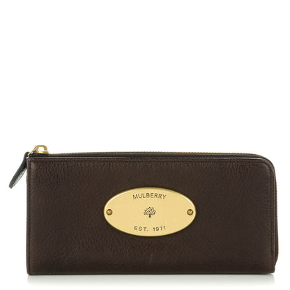 Mulberry Natural Leather Slim Zip Around Wallet Chocolate 1 of 6